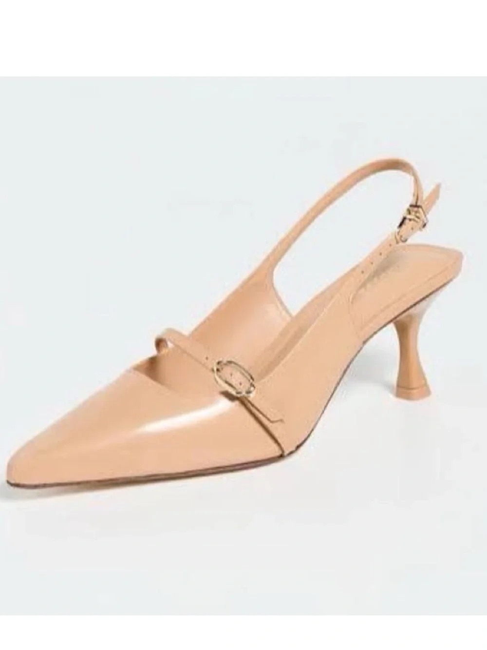 Larroude Ines Pump In Tan Leather Size 7 Office Elevated Basic Slingback Buckle